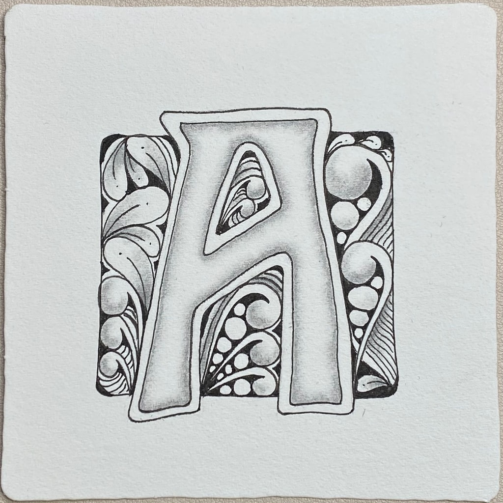Lettrine Art Nouveau et Zentangle lettre A