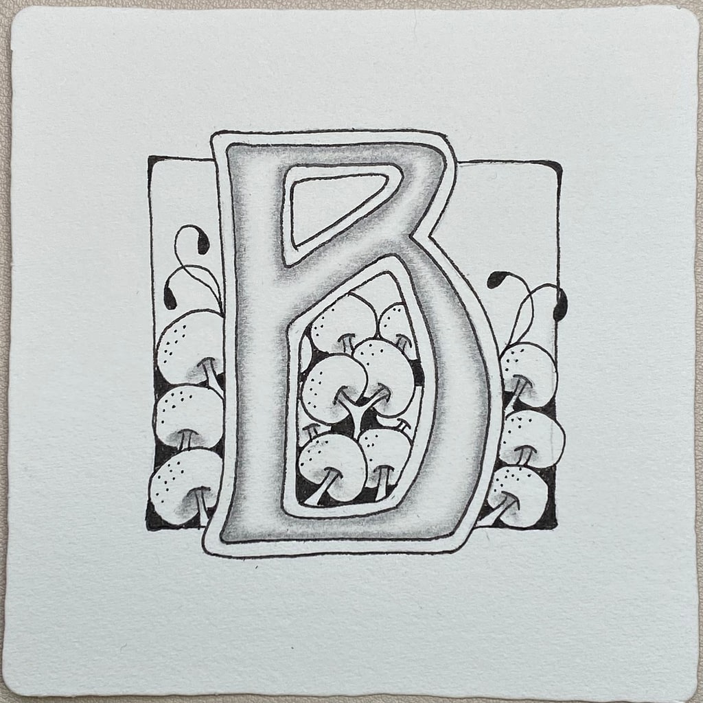 Lettrine Art Nouveau et Zentangle lettre B