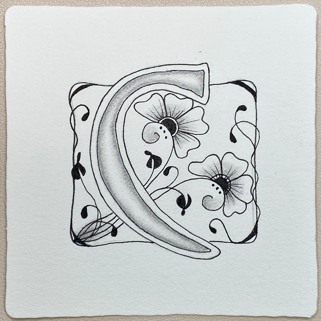 Lettrine Art Nouveau et Zentangle lettre C