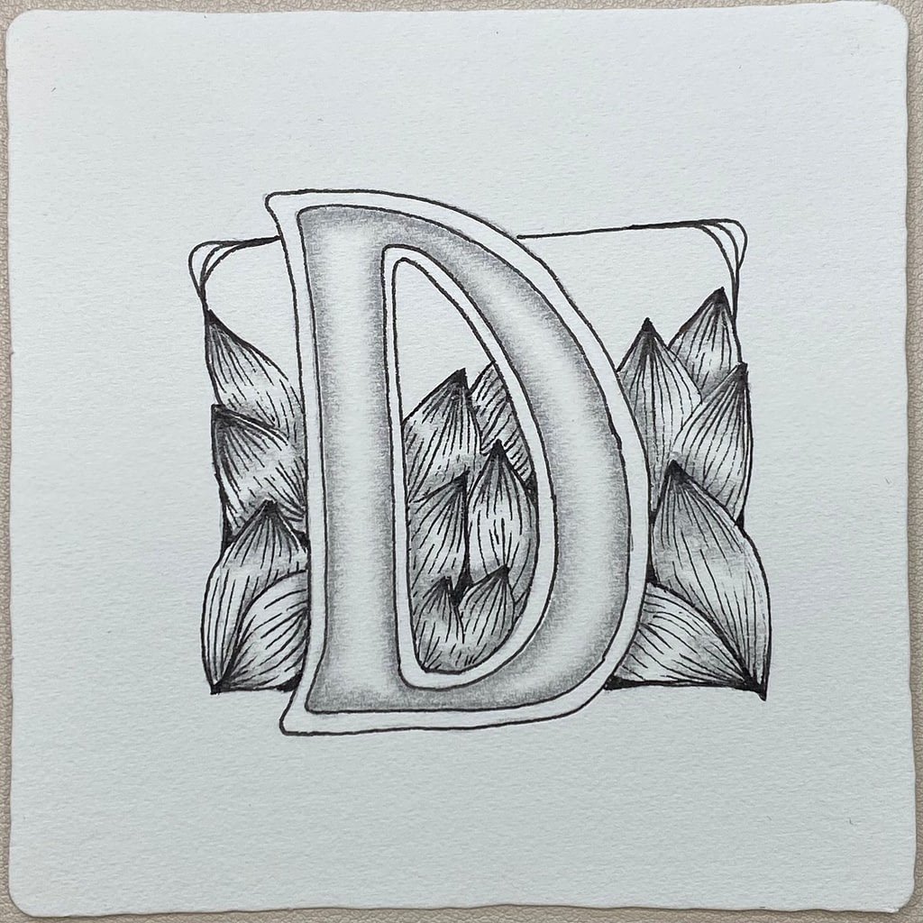 Lettrine Art Nouveau et Zentangle lettre D