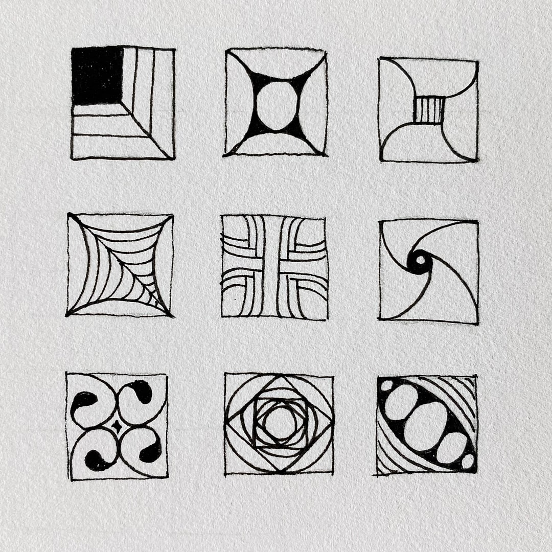 Zentangle fragment carré