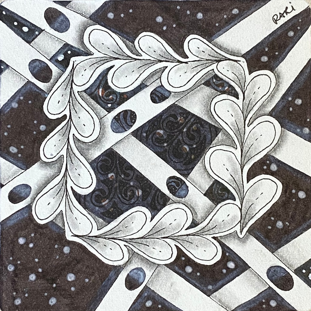 Bordure Zentangle motif flux