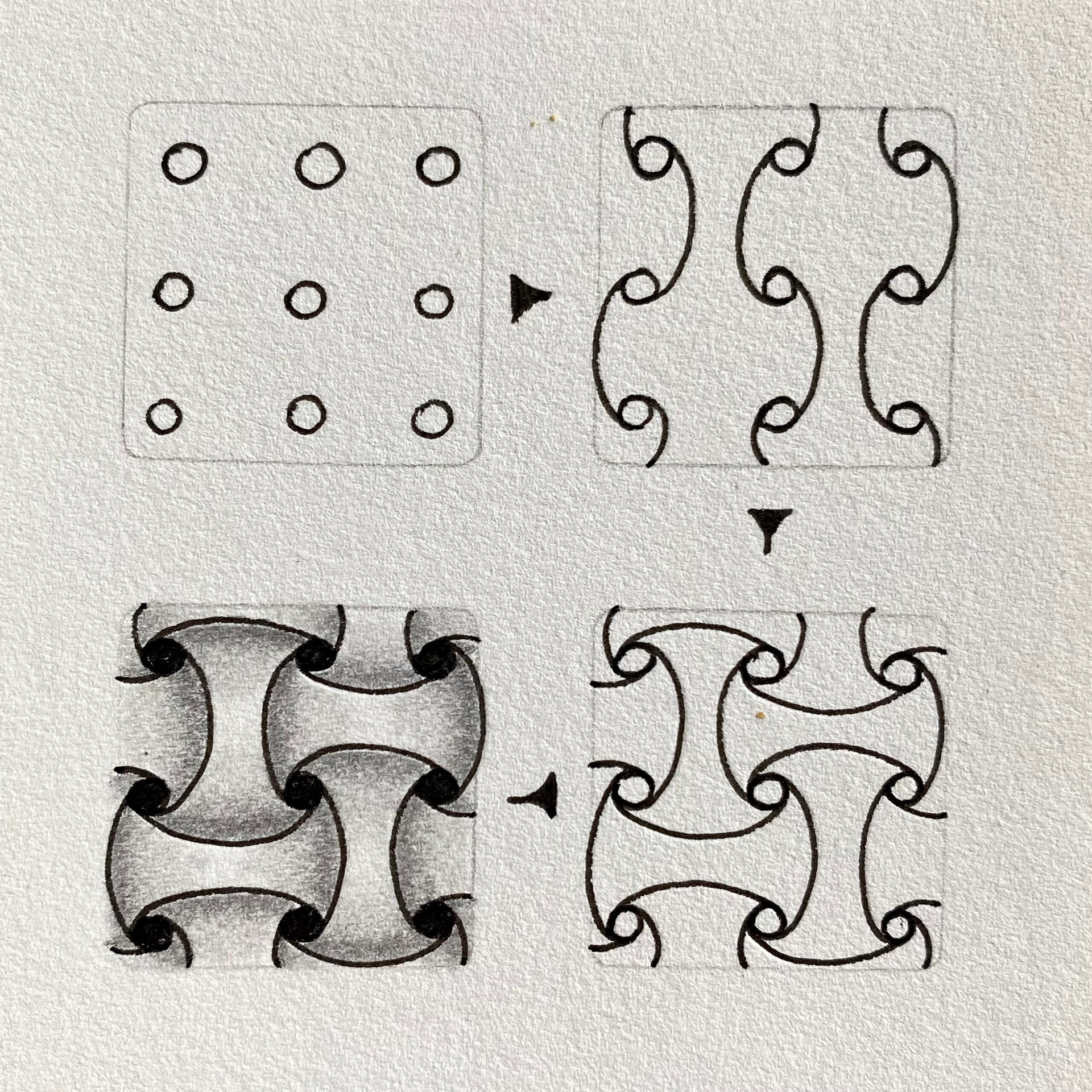 Zentangle tuto motif Huggins
