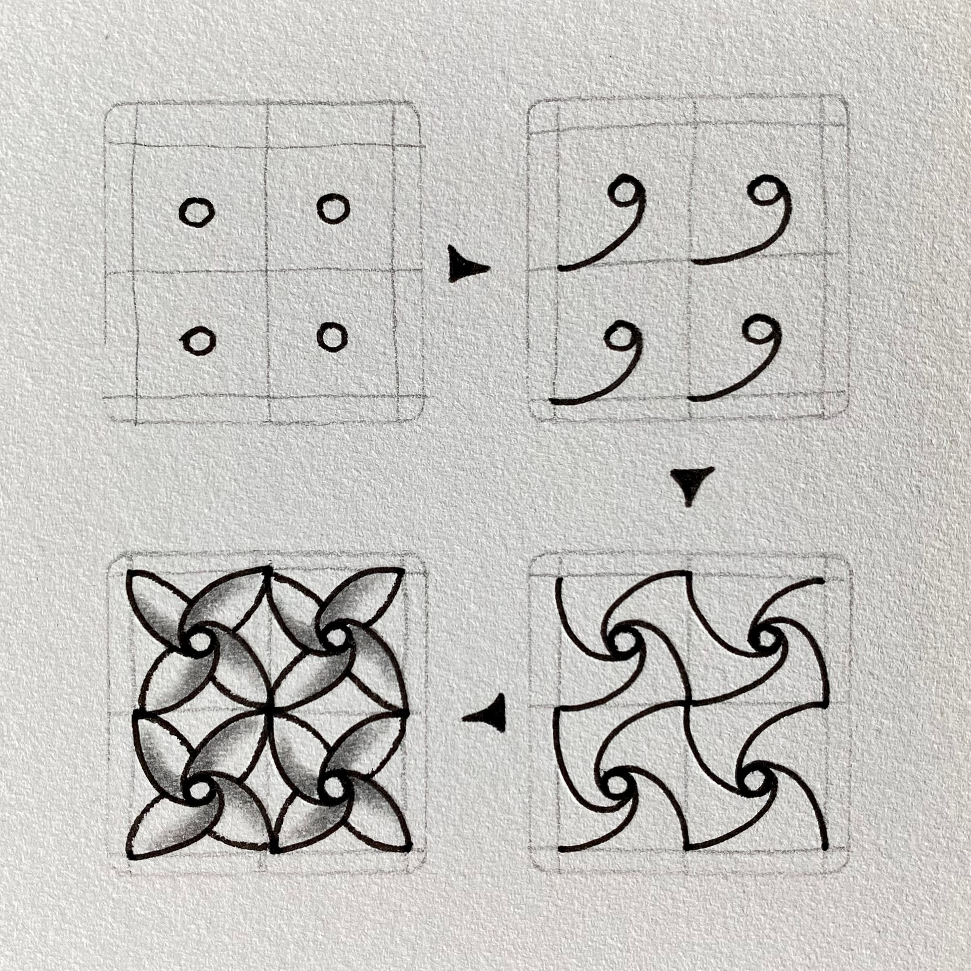 Zentangle tuto motif Well